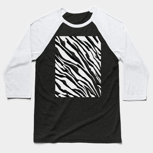 Zebra Print-Retro Modern- Abstract Pattern Square in Black ,White and Blue Baseball T-Shirt by Gold Turtle Lina